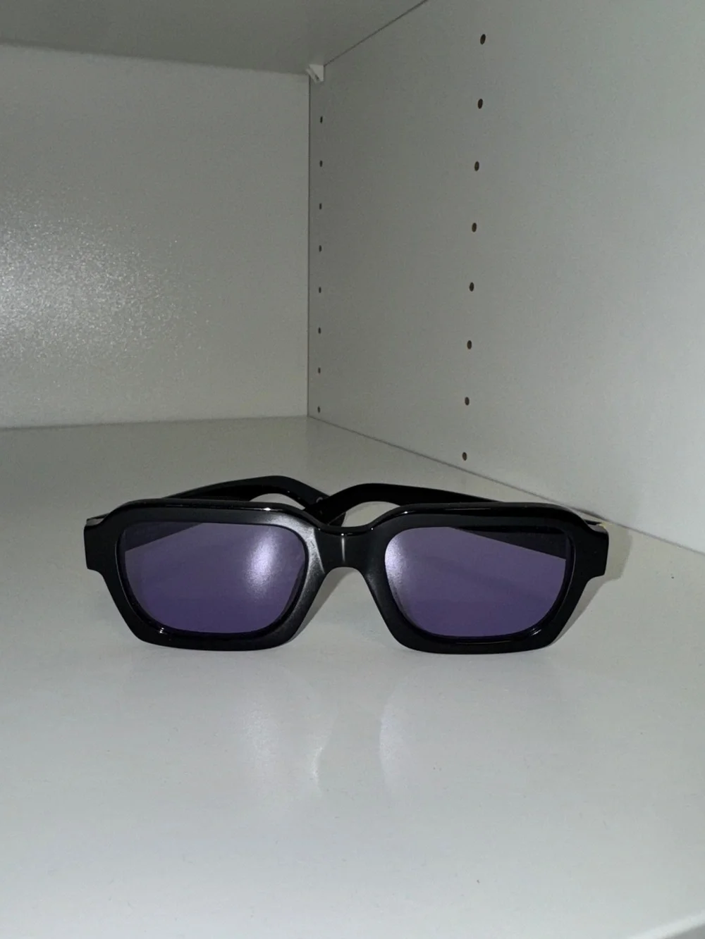 RetroSuperFuture Caro Sunglasses — Black Frame with Purple Lenses